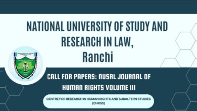Call For Papers, NUSRL, Journal Of Human Rights Volume III, Law School