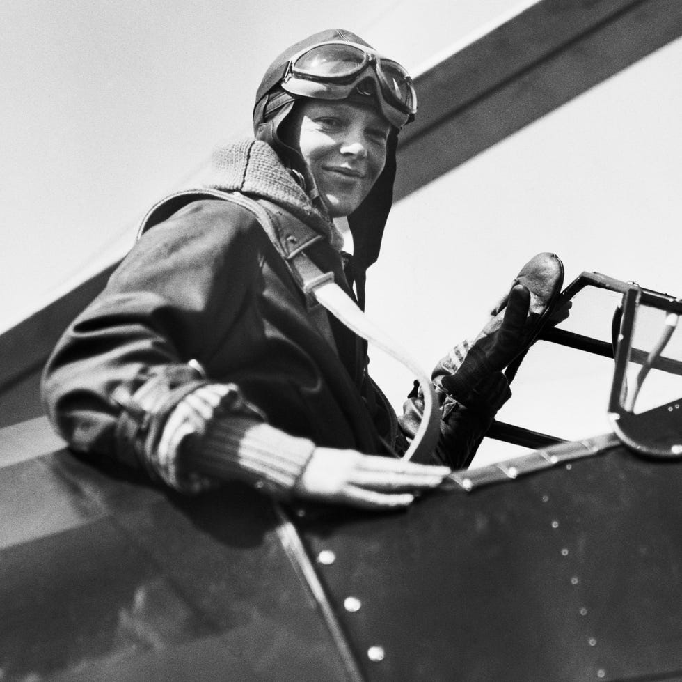 Amelia Earhart in Airplane Cockpit amelia earhart in airplane cockpit