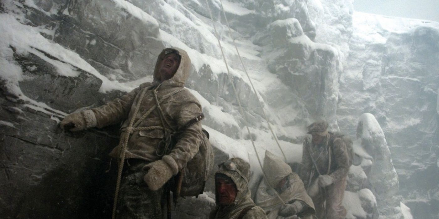 The mountain climbers in North Face.