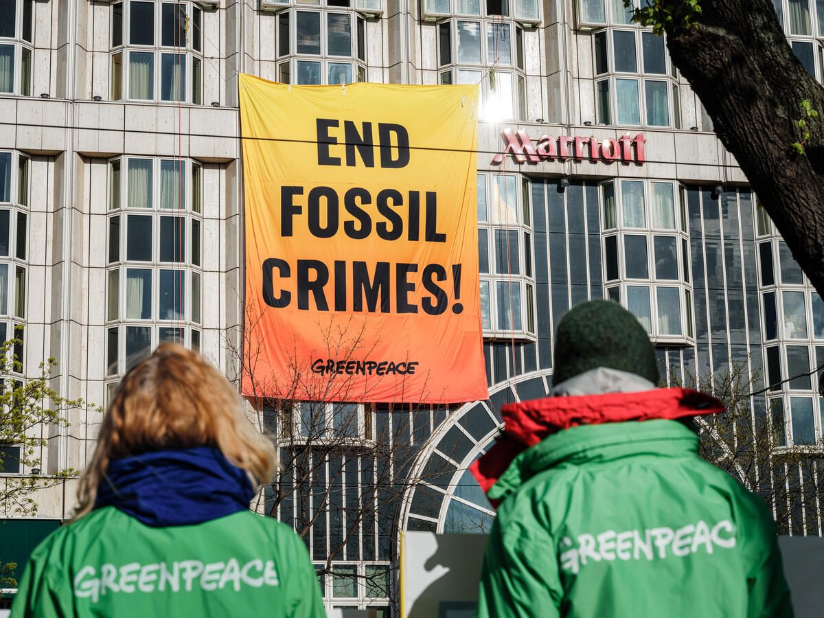 EU Gas Conference Banner Action in Vienna. © Mitja Kobal / Greenpeace EU Gas Conference Banner Action in Vienna. © Mitja Kobal / Greenpeace