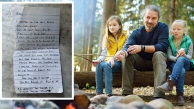 A dad was camping with his kids when a fellow camper slipped him this handwritten note
